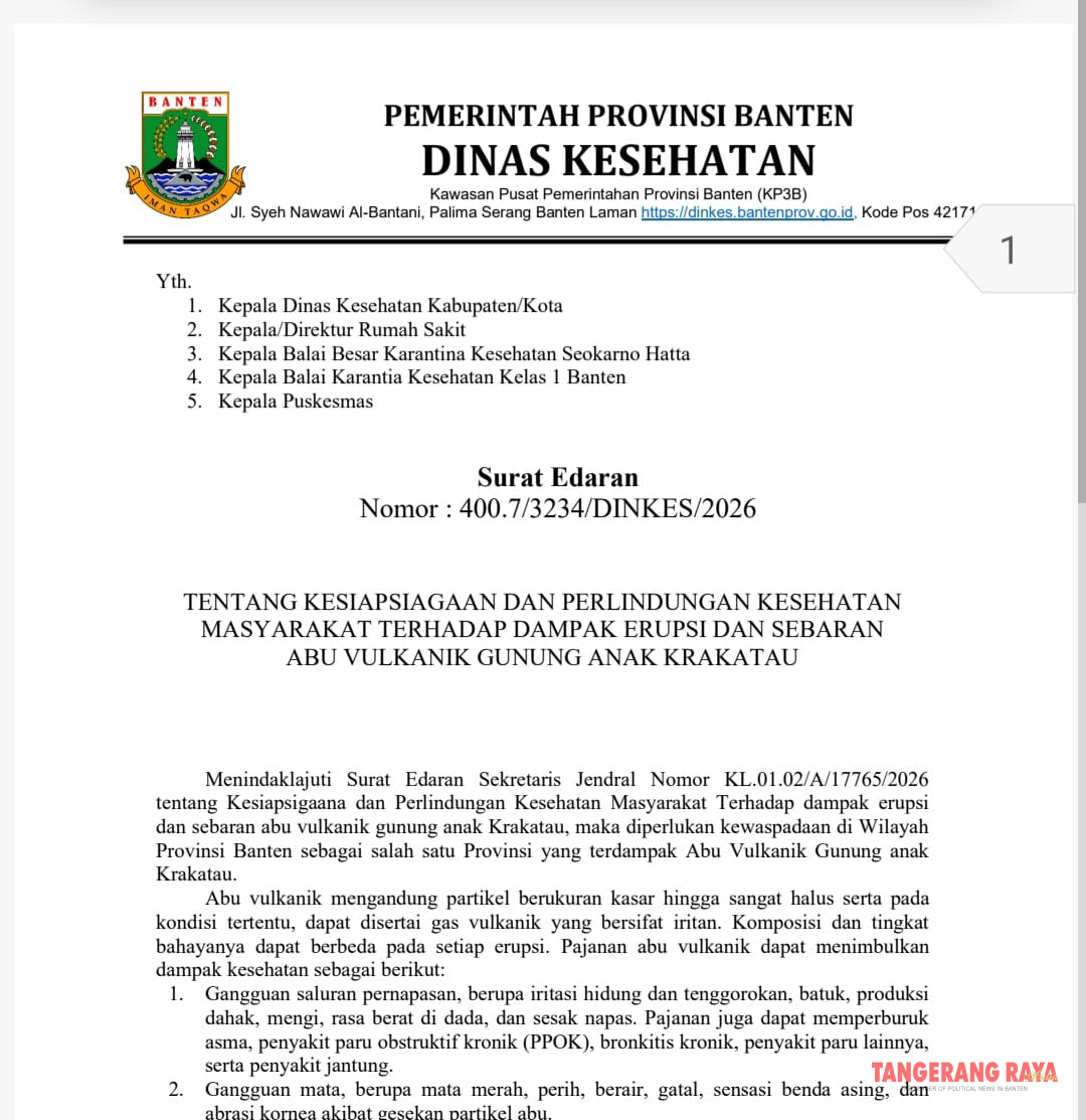 GAK Erupsi, Seluruh Faskes Banten Siaga