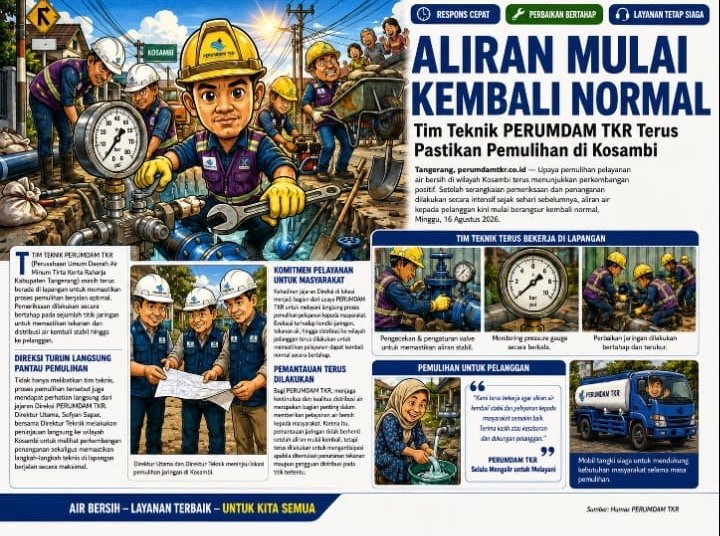 Aliran Air Kosambi Barat Kembali Normal, PERUMDAM TKR Terus Pantau Untuk Jaga Pelayanan ke Masyarakat