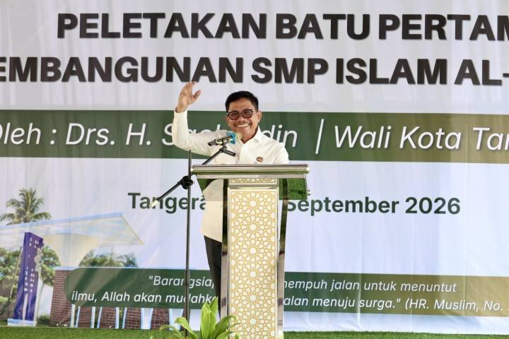 Gedung Baru SMP Islam Al-Ikhlas Mulai Dibangun, Sachrudin Beri Apresiasi